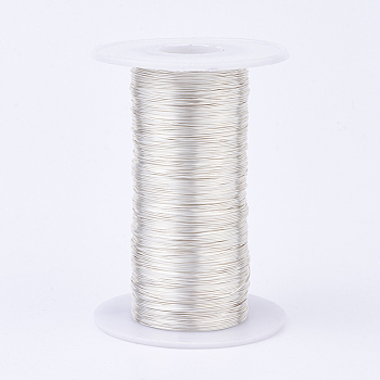 Eco-Friendly Round Copper Wire, Copper Beading Wire for Jewelry Making, Long-Lasting Plated, Silver, 22 Gauge, 0.6mm, about 721.78 Feet(220m)/500g