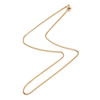 Ion Plating(IP) 304 Stainless Steel Box Chain Necklace for Women, Golden, 16.34 inch(41.5cm)