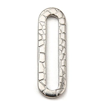 304 Stainless Steel Linking Rings, Textured, Oval, Stainless Steel Color, 25x7.5x2mm, Inner Diameter: 21x3mm