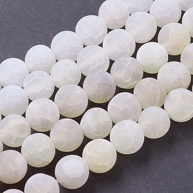 10mm White Round Effloresce Agate Beads