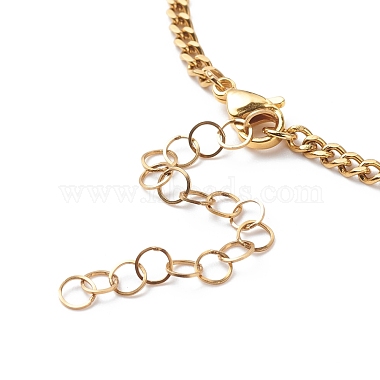 Bracelet à maillons en perles de verre avec 304 gourmette en acier inoxydable pour femme(BJEW-JB08708)-6