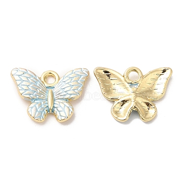 Golden Cyan Butterfly Alloy+Enamel Pendants