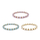 3Pcs 3 Color Natural Malaysia Jade(Dyed) & Alloy Daisy Beaded Stretch Bracelets for Women(BJEW-JB08856)-1