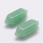 Faceted No Hole Natural Green Aventurine Healing Stones, Reiki Energy Balancing Meditation Therapy Wand, Double Terminated Points, for Wire Wrapped Pendants Making, 20x9x9mm(G-K034-20mm-05)