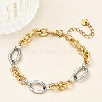 304 Stainless Steel Figaro Chain Bracelets for Women, Ion Plating(IP), Long-Lasting Plated, Real Gold Plated & Stainless Steel Color, 7.05 inch(17.9cm)(BJEW-A169-09GP)