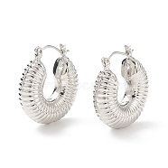 Brass Donut Thick Hoop Earrings for Women, Lead Free & Cadmium Free, Platinum, 27x24.5x8mm, Pin: 0.9mm(EJEW-I270-08P)