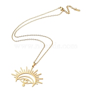 201 Stainless Steel Sun with Eye Pendant Necklace with Cable Chains, Golden, 18.11 inch(46cm)(NJEW-Q317-02G)