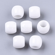 Acrylic European Beads, Large Hole Beads, Barrel, White, 9x8mm, Hole: 5mm, about 1390pcs/500g(MACR-Q230-03A)