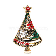 Colorful Christmas Tree Enamel Pin, Alloy Brooch for Backpack Clothes, Antique Golden, 47x30mm(XMAS-PW0001-261B)