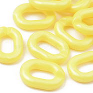 Opaque Acrylic Linking Rings, Quick Link Connectors, For Jewelry Cable Chains Making, Oval, Yellow, 19x14x4mm, Inner Diameter: 10.5x5.5mm, about 746pcs/500g(OACR-S038-004A-A04)