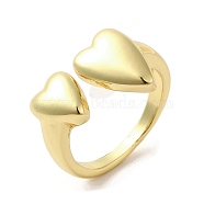 Rack Plating Brass Finger Ring, Cuff Ring, Long-Lasting Plated, Cadmium Free & Lead Free, Heart, Real 18K Gold Plated, Inner Diameter: 17.4mm(RJEW-C072-16G)