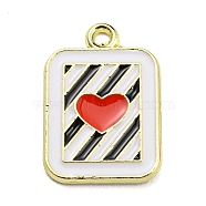 Alloy Enamel Pendants, Golden, Rectangle with Playing Card Charm, Heart, 20x14x1.5mm, Hole: 1.6~1.8mm(ENAM-K070-04G-01)