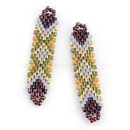 MIYUKI & TOHO Japanese Seed Beads, Handmade Links, Loom Pattern, Olive Drab, 41~41.5x9x2mm, Hole: 1mm(X-SEED-S011-SP-20)