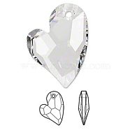 Austrian Crystal Rhinestone, 6261, Crystal Passions, Faceted Devoted 2 U Heart Pendant, 001_Crystal, 27x18x6mm, Hole: 2mm(6261-27mm-001(U))
