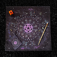 Velvet Fabric, Tarot Desk Fabric, Square with Star & Twelve Constellation Pattern, Violet, 640x640mm(ZODI-PW0005-04)