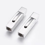 304 Stainless Steel Bayonet Clasps, Rectangle, Stainless Steel Color, 30x7mm, Hole: 5mm(STAS-O114-068C-P)