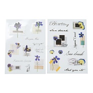 Waterproof Plastic Decorations Stickers, for DIY Handmade Scrapbook Photo Albums, Flower Pattern, 15x10.5x0.02cm, 2sheet/set(DIY-M025-02A)