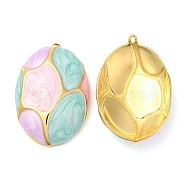 Enamel Pendants, with 304 Stainless Steel Finding, Real 18K Gold Plated, Oval Charm, Lavender Blush, 32.5x21.5x5.8mm, Hole: 1.2mm(X-STAS-E040-12G-01)