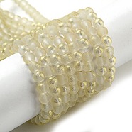 Spray Painted Glass Round Bead Strands, Light Yellow, 4mm, Hole: 1.1~1.3mm, about 200pcs/strand, 31.4 inch(DGLA-Q015-4mm-21)