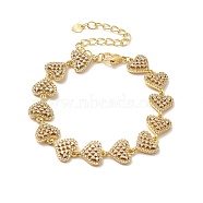 Clear Cubic Zirconia Hollow Heart Link Chain Bracelet, Rack Plating Brass Jewelry for Women, Lead Free & Cadmium Free, Long-Lasting Plated, Real 18K Gold Plated, 7-3/8 inch(18.6cm)(BJEW-A132-13G)