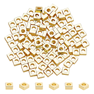 100Pcs Brass Spacer Beads, Long-Lasting Plated, Square, Real 14K Gold Plated, 3x3x1.5mm, Hole: 1.6mm(KK-BC0012-54B)