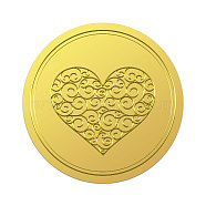 Self Adhesive Gold Foil Embossed Stickers, Medal Decoration Sticker, Heart, 5x5cm, 4pcs/sheet(DIY-WH0211-470)