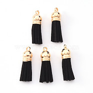 Faux Suede Tassel Pendant Decorations, with CCB Plastic Cord Ends, Light Gold, 33~35x10mm, Hole: 2.5mm(X-FIND-R095-010LG)
