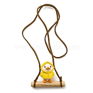Cute Plastic Swinging Raincoat Duck Pendant Decorations, for Car Interiors Hanging Ornaments, Yellow, 320mm, pendant: 47x60x27mm(HJEW-A009-01E)