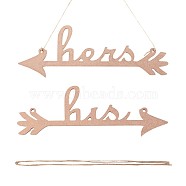 His and Hers Arrow Chair Signs Banner, for Wedding Anniversary Engagement Home Decoration, Camel, 355x98x6mm(DIY-WH0157-34)