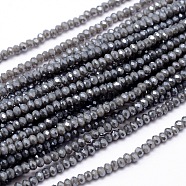 Faceted Rondelle Full Rainbow Plated Electroplate Glass Beads Strands, Gray, 2.8~3x2mm, Hole: 0.8mm, about 200pcs/strand, 15.1 inch(EGLA-M004-2mm-A02)