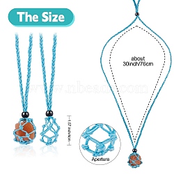 Braided Waxed Cotton Thread Cords Macrame Pouch Necklace Making, Adjustable Glass Beads Interchangeable Stone Necklace, Medium Turquoise, 30 inch(76cm), 2pcs/set(AJEW-SW00022-11)