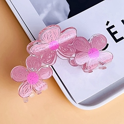 Flower Acrylic Large Claw Hair Clips, for Women Girls, Pink, 60x95mm(PW-WG17948-04)