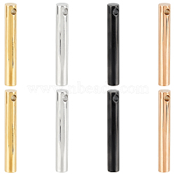 8Pcs 4 Colors Ion Plating(IP) 304 Stainless Steel Charms, Column, Mixed Color, 40x6mm, Hole: 3mm, 2pcs/color(STAS-DC0008-34)