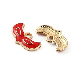 Alloy Enamel Pendants, Light Gold, Fox Mask Charm, Red, 10x17x2mm, Hole: 2mm(ENAM-TAC0002-33C)