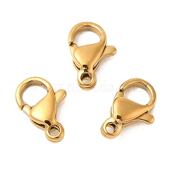 Ion Plating(IP) 304 Stainless Steel Lobster Claw Clasps, Parrot Trigger Clasps, Real 18K Gold Plated, 10x6x3mm, Hole: 1.2mm(STAS-AB10-G-01)