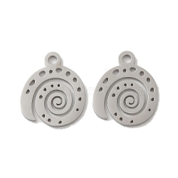 304 Stainless Steel Charms, Laser Cut, Shell Charm, Stainless Steel Color, 14x12x1mm, Hole: 1.6mm(STAS-J042-18P)