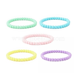 Candy Color Acrylic Round Beaded Stretch Bracelet for Women, Mixed Color, Inner Diameter: 2-1/8 inch(5.4cm)(BJEW-JB08052)
