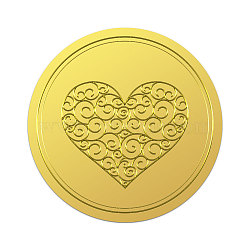 Self Adhesive Gold Foil Embossed Stickers, Medal Decoration Sticker, Heart, 5x5cm, 4pcs/sheet(DIY-WH0211-470)