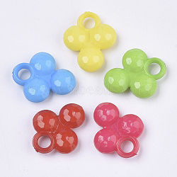 Opaque Acrylic Pendants, Faceted, Flat Round, Mixed Color, 18x15x5mm, Hole: 3.5mm(X-SACR-N008-039)
