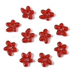 10Pcs Handmade Lampwork Beads, Flower, Crimson, 18~18.5x17~17.5x4~5mm, Hole: 3~4mm(LAMP-YW0001-76E)