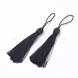 Polyester Tassel Big Pendant Decorations, Black, 145~175x10.5~12mm(FIND-S263-02)