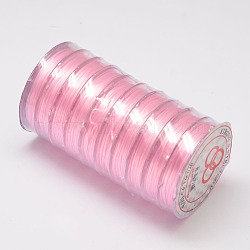 Flat Elastic Crystal String, Elastic Beading Thread, for Stretch Bracelet Making, Pearl Pink, 0.8mm, about 10.93 yards(10m)/roll(X-EW-O001-02D)