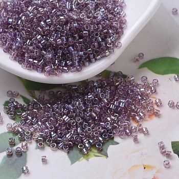 MIYUKI Delica Beads, Cylinder, Japanese Seed Beads, 11/0, (DB0173) Transparent Smoky Amethyst AB, 1.3x1.6mm, Hole: 0.8mm, about 10000pcs/bag, 50g/bag