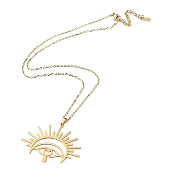201 Stainless Steel Sun with Eye Pendant Necklace with Cable Chains, Golden, 18.11 inch(46cm)