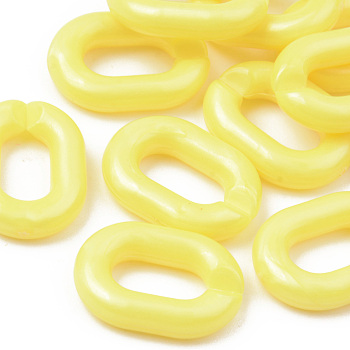 Opaque Acrylic Linking Rings, Quick Link Connectors, For Jewelry Cable Chains Making, Oval, Yellow, 19x14x4mm, Inner Diameter: 10.5x5.5mm, about 746pcs/500g