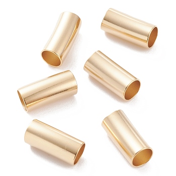 Brass Tube Beads, Long-Lasting Plated, Tube, Real 24K Gold Plated, 11x5mm, Hole: 4mm