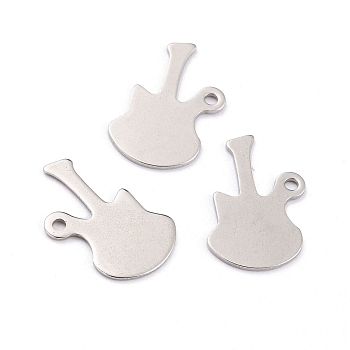201 Stainless Steel Pendants, Stamping Blank Tag, Guitar, Stainless Steel Color, 19.5x13x0.8mm, Hole: 1.5mm