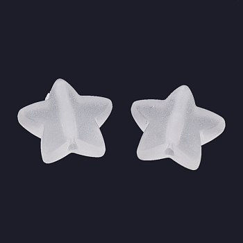 Transparent Frosted Acrylic  Beads, Star, Clear, 13x14x5mm, Hole: 1.5mm