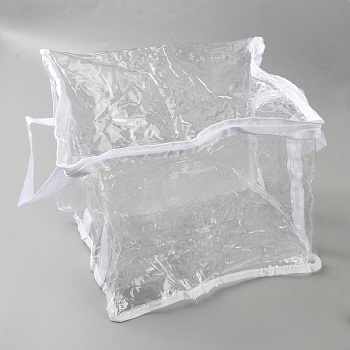 Transparent PVC Plastic Packing Bags with Handles, for Book Storage, Rectangle, White, 30x23x24cm