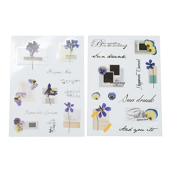 Waterproof Plastic Decorations Stickers, for DIY Handmade Scrapbook Photo Albums, Flower Pattern, 15x10.5x0.02cm, 2sheet/set